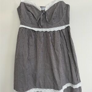 Brown and White Gingham Dress